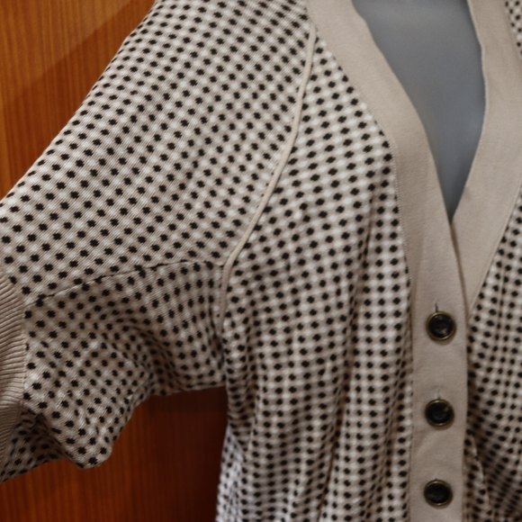 Ellen Tracy Cashmere Blend Brown Big Button Spotted Cardigan Sweater Med - Picture 6 of 10